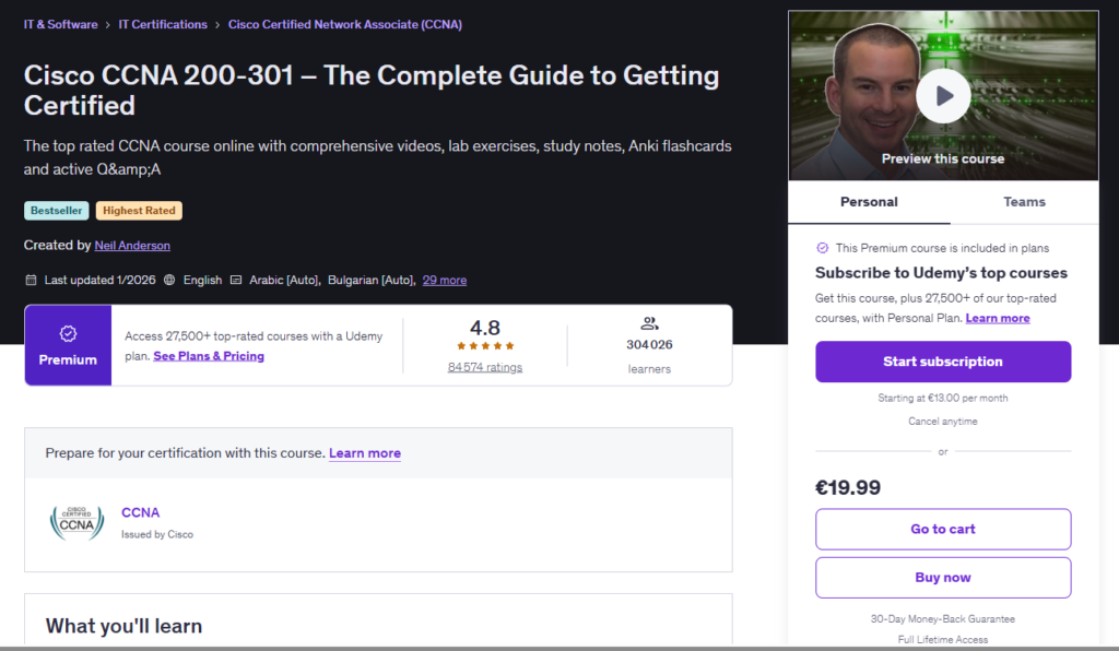 Neil Anderson CCNA Udemy